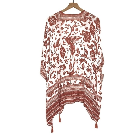 VINCE CAMUTO Bird Floral Block Print Topper Wrap Kimono - Picture 4 of 10